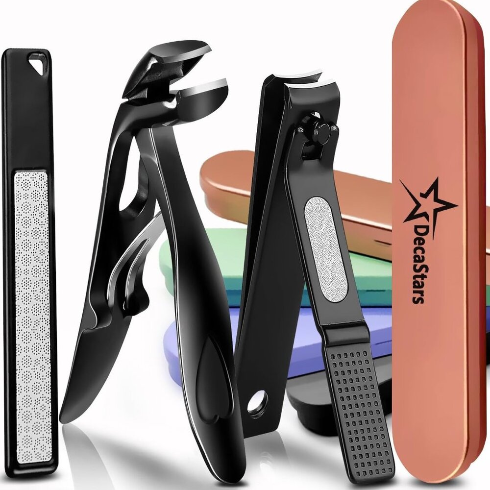 Nail Clippers for Thick Nails, Extra Sharp Ergonomic Wide Jaw Angled Toenail Cli